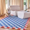 In- und Outdoor-Teppich, blau und rot kariert