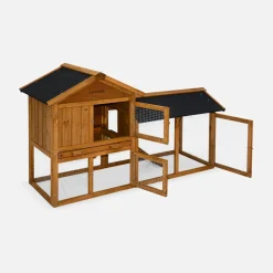 Kaninchen- und Hasenstall, 4 Tiere, Stall mit Gehege, Hühnerstall