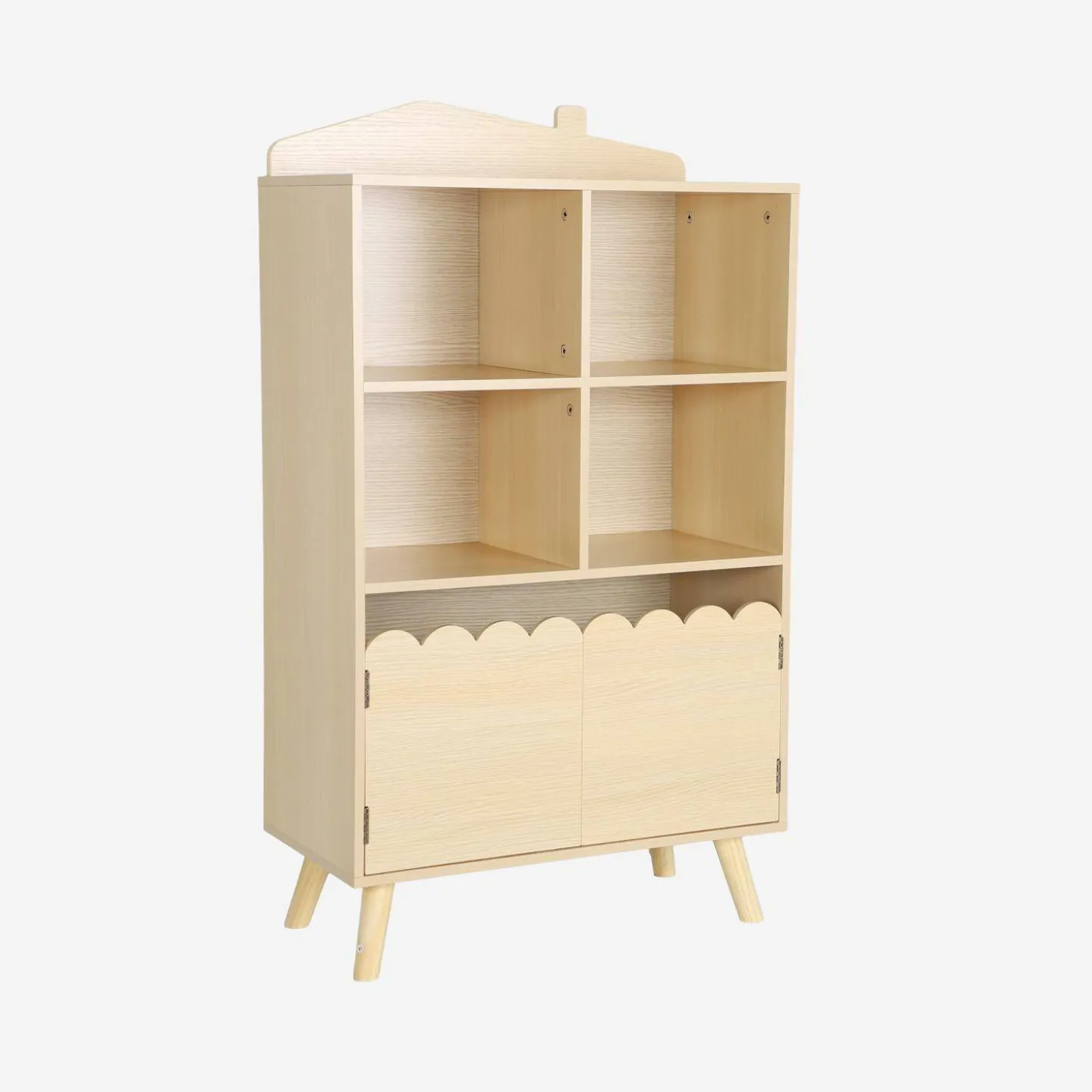 Kinderbücherregal, 2 Türen und 4 Regale