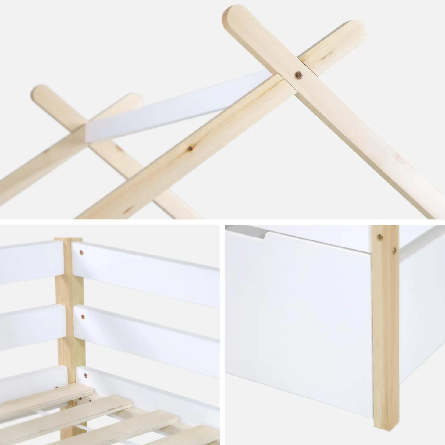 Kinderbett 90 x 190 cm Kiefernholz inklusive Lattenrost und 2 Schubladen