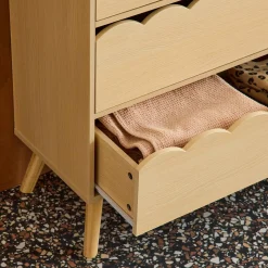 Kinderkommode Holzlook 3 Schubladen Kiefernholzfüße