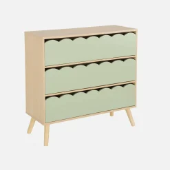Kinderkommode Holzlook 3 Schubladen Kiefernholzfüße