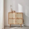 Kinderkommode mit Holzlook und 4 Rattantüren