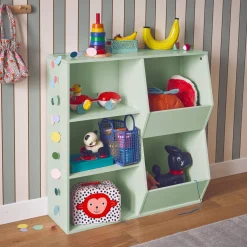 Kinderregal, 3 Ablagen und 2 Aufbewahrungsfächer