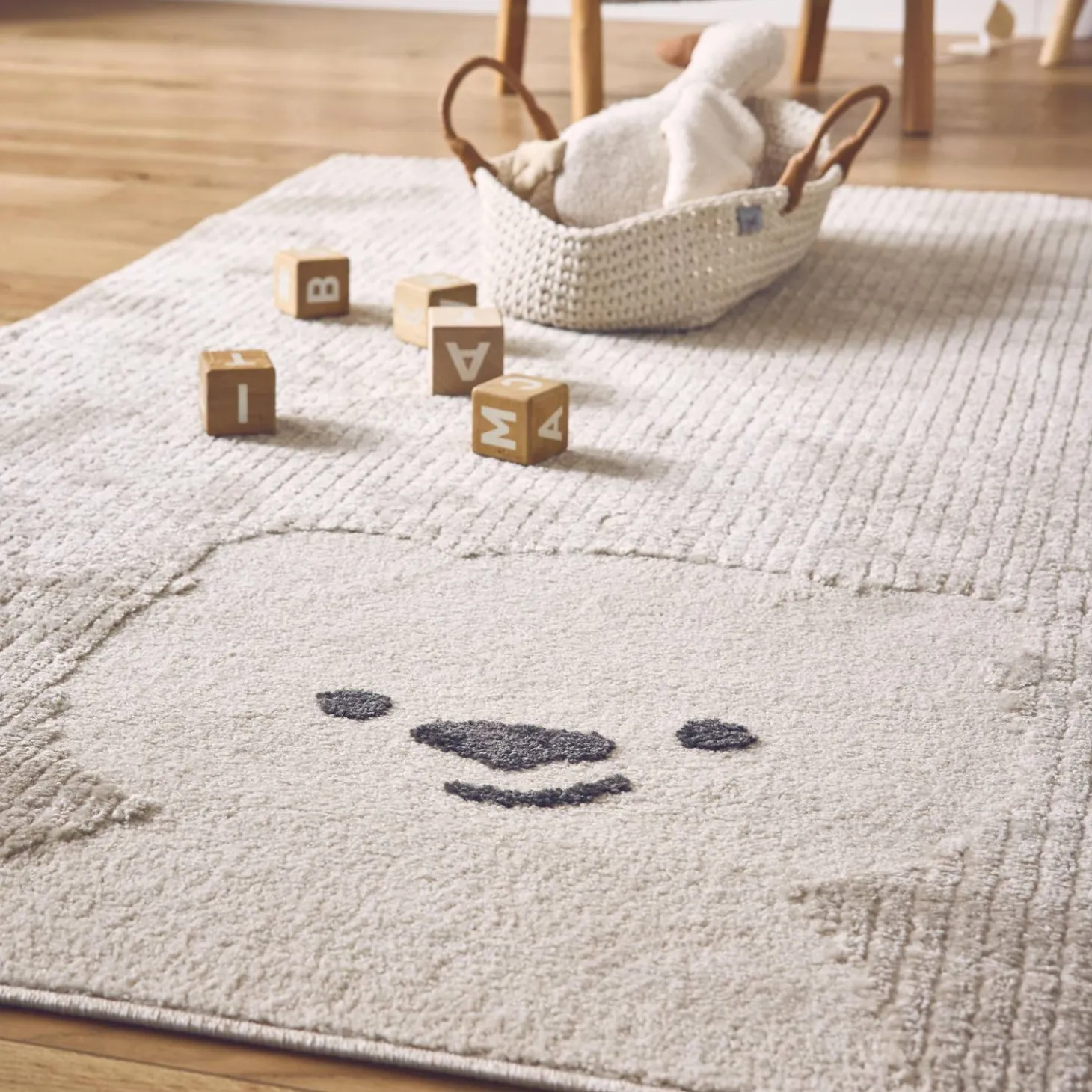 Kinderteppich beige / cremefarben, Bärchen-Motiv