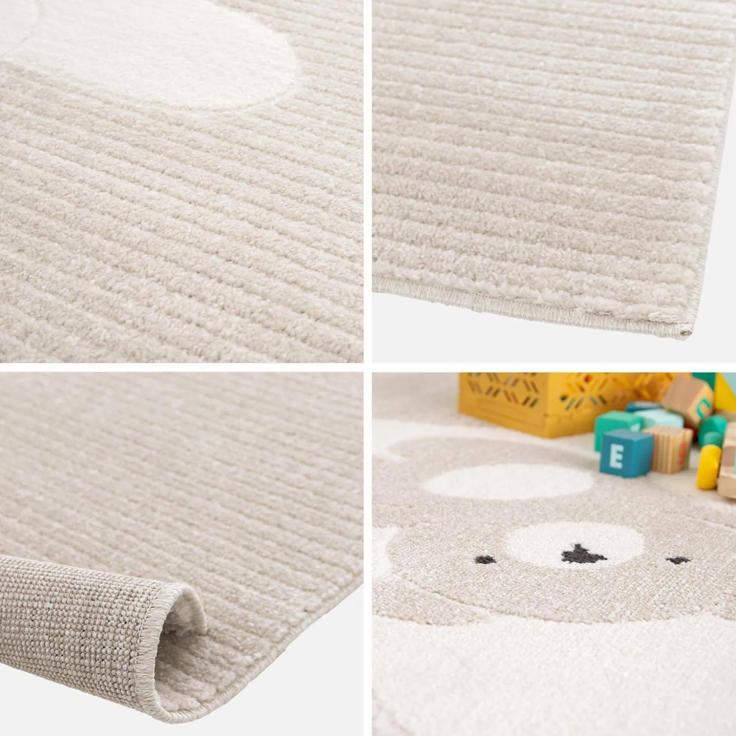 Kinderteppich beige / cremefarben, Indoor Teppich Bärchenmotiv