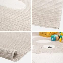 Kinderteppich beige / cremefarben, Indoor Teppich Bärchenmotiv