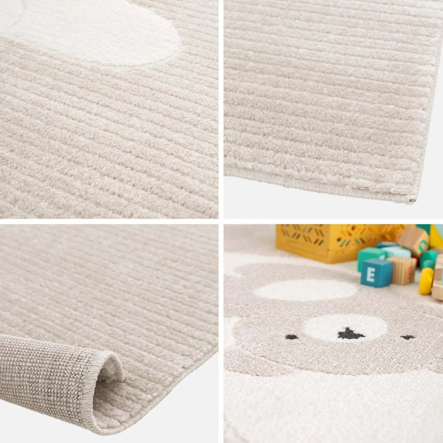 Kinderteppich beige / cremefarben, Indoor Teppich Bärchenmotiv