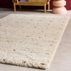 Kinderteppich mit Pünktchenmuster, Indoor Teppich cremefarben und mehrfarbig
