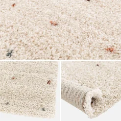 Kinderteppich mit Pünktchenmuster, Indoor Teppich cremefarben und mehrfarbig