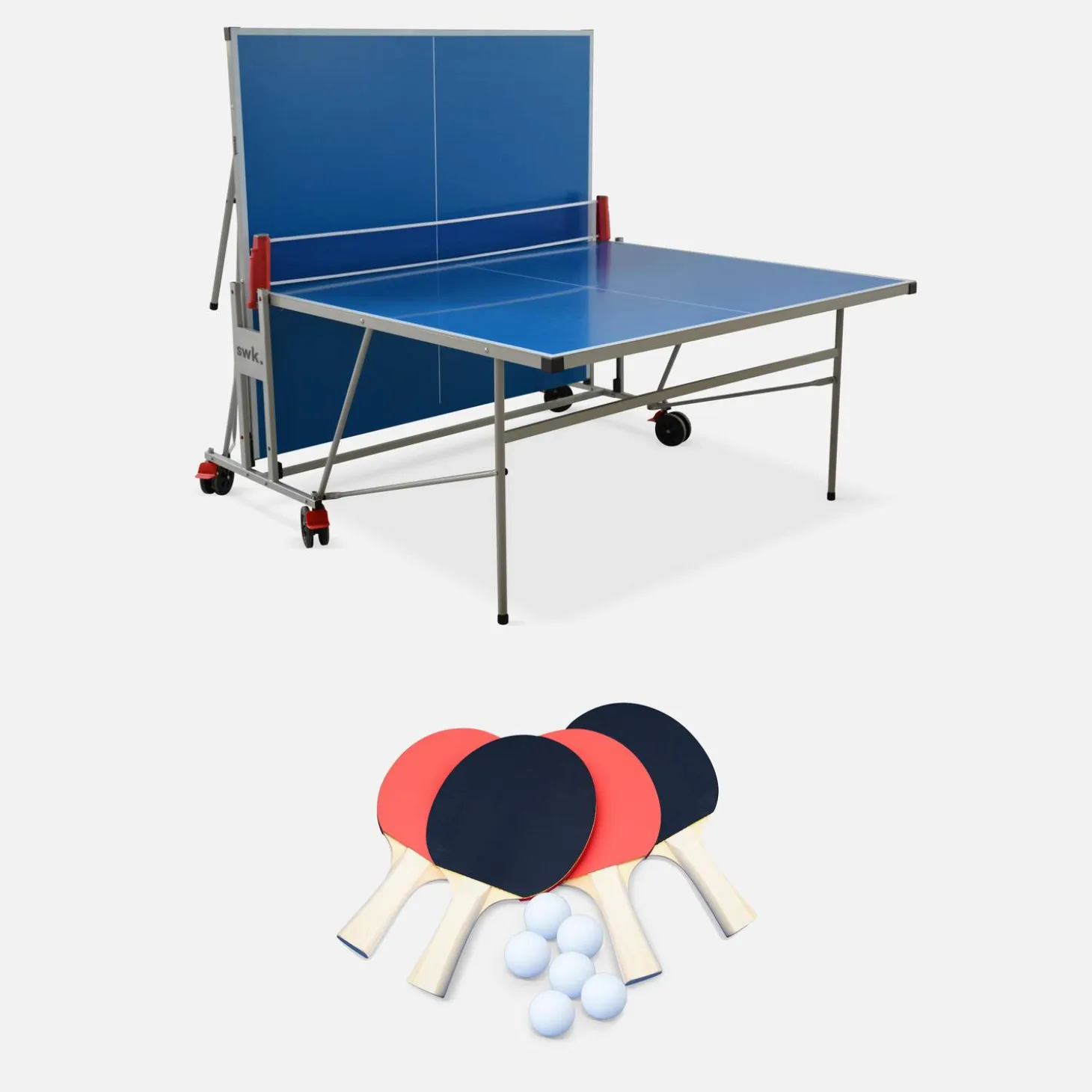 Klappbare Outdoor-Tischtennisplatte mit 4 Schlägern und 6 Bällen