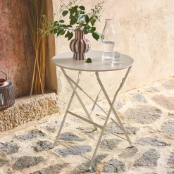 Klappbarer Bistro-Gartentisch aus Stahl Ø 60 cm, 2 Personen