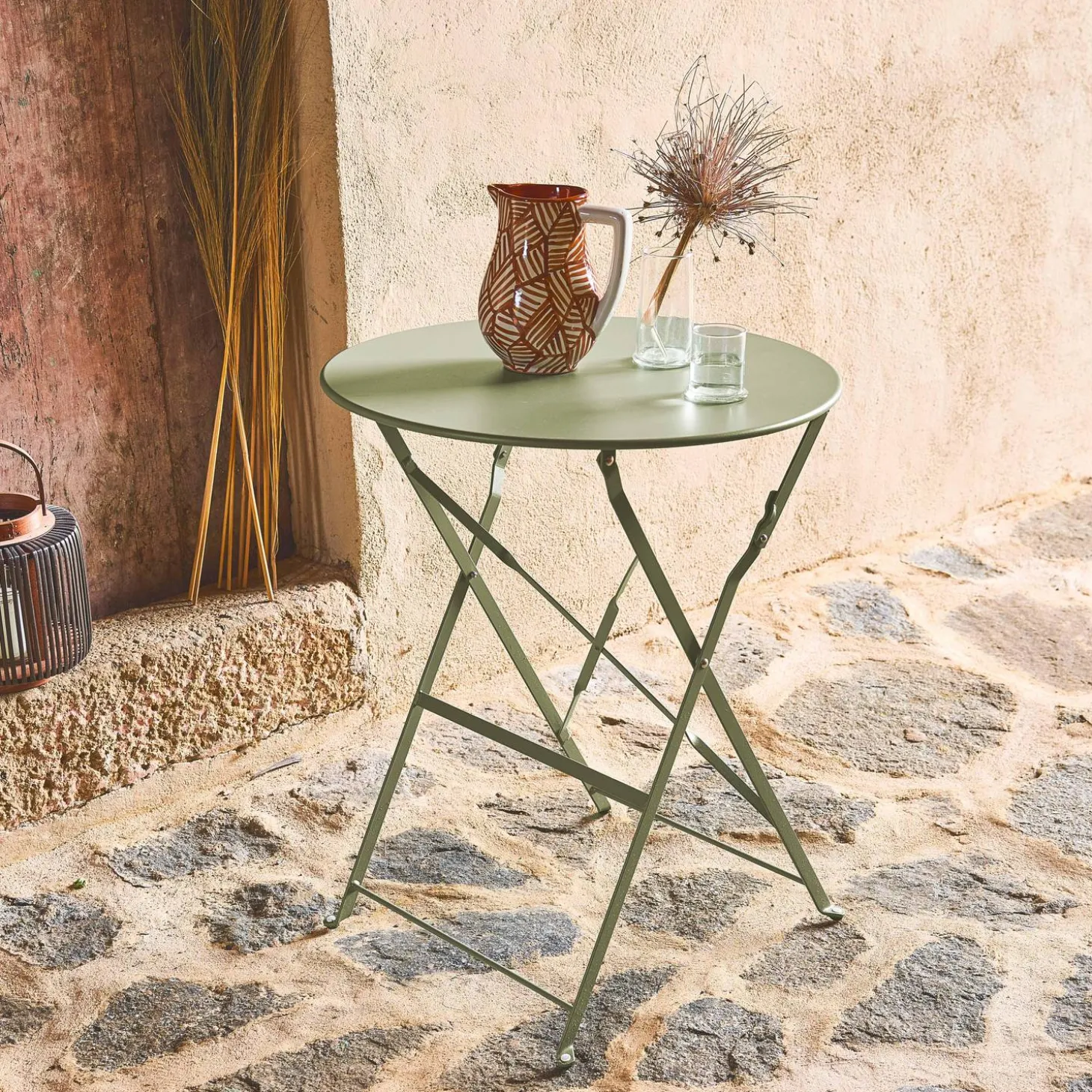 Klappbarer Bistro-Gartentisch aus Stahl Ø 60 cm, 2 Personen
