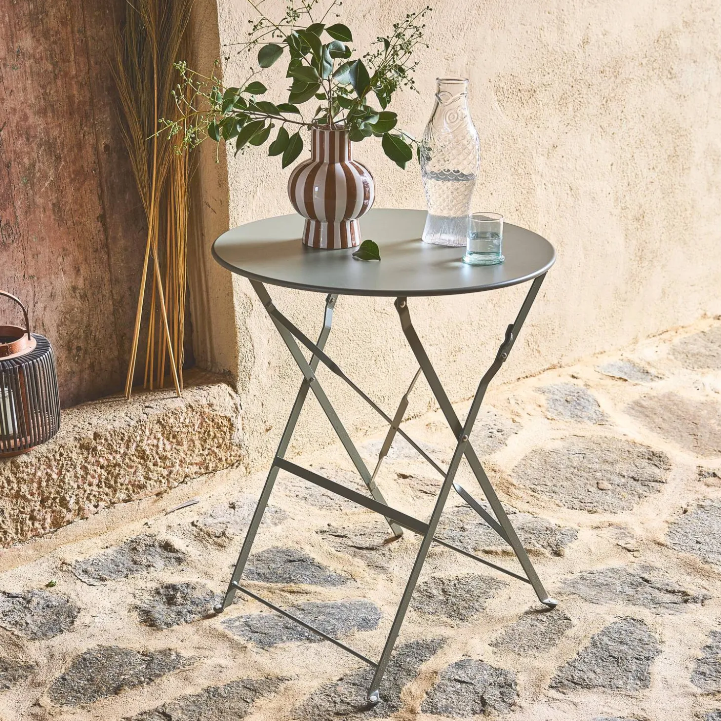 Klappbarer Bistro-Gartentisch aus Stahl Ø 60 cm, 2 Personen