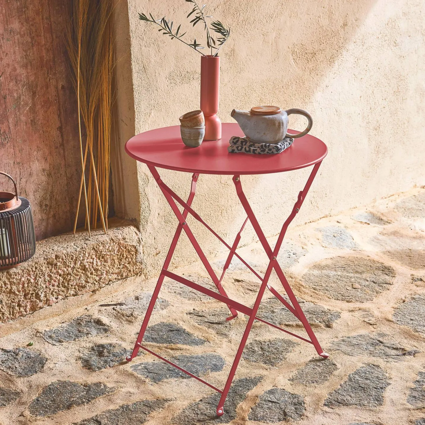 Klappbarer Bistro-Gartentisch aus Stahl Ø 60 cm, 2 Personen