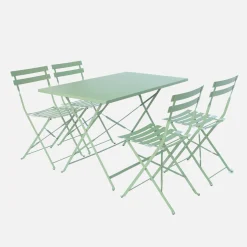 Klappbarer Bistro-Gartentisch aus Stahl mit 4 Stühlen