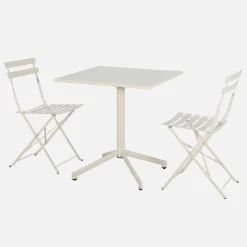 Klappbarer Bistro-Gartentisch aus Stahl + 2 Stühle