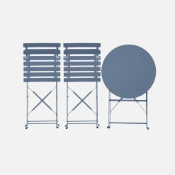 Klappbarer Bistro-Gartentisch aus Stahl + 2 Stühlen