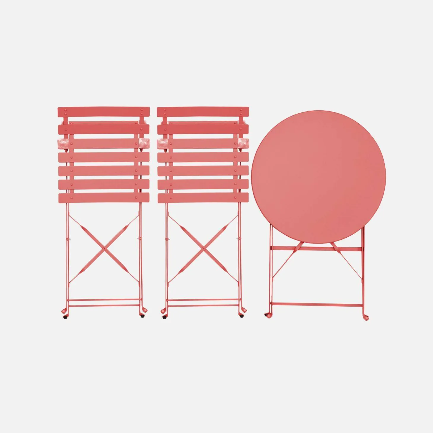 Klappbarer Bistro-Gartentisch aus Stahl + 2 Stühlen