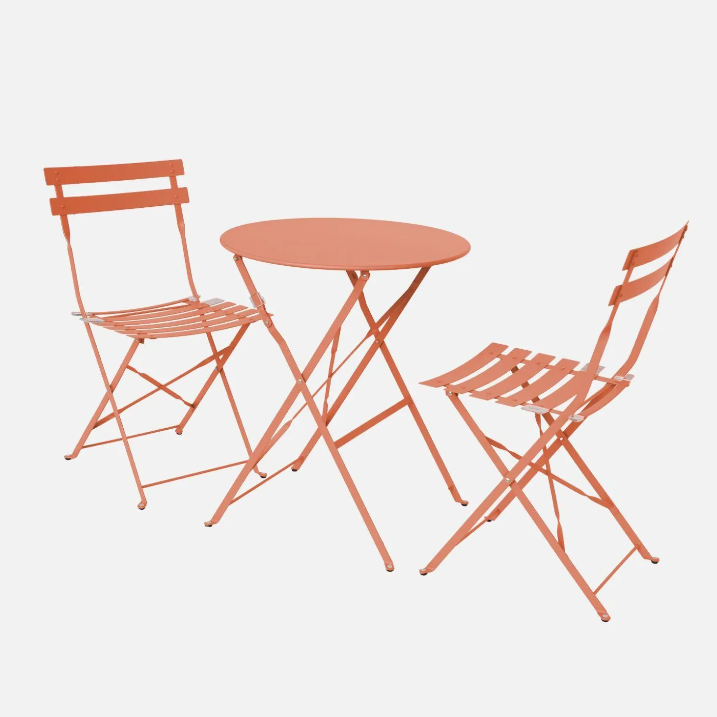 Klappbarer Bistro-Gartentisch aus Stahl + 2 Stühlen
