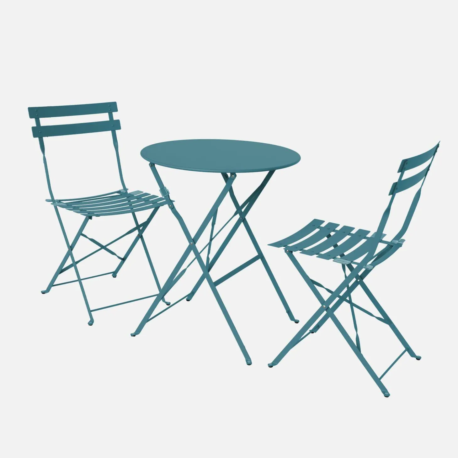 Klappbarer Bistro-Gartentisch aus Stahl + 2 Stühlen