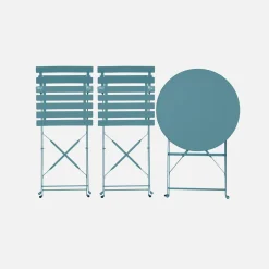 Klappbarer Bistro-Gartentisch aus Stahl + 2 Stühlen