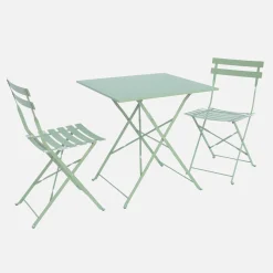 Klappbarer Bistro-Gartentisch aus Stahl 70 x 70 cm, mit 2 Stühlen