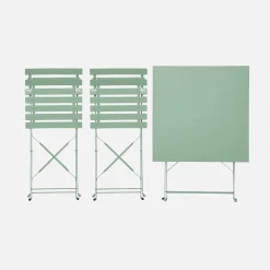 Klappbarer Bistro-Gartentisch aus Stahl 70 x 70 cm, mit 2 Stühlen