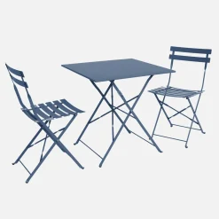 Klappbarer Bistro-Gartentisch aus Stahl 70 x 70 cm, mit 2 Stühlen