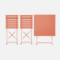 Klappbarer Bistro-Gartentisch aus Stahl 70 x 70 cm, mit 2 Stühlen