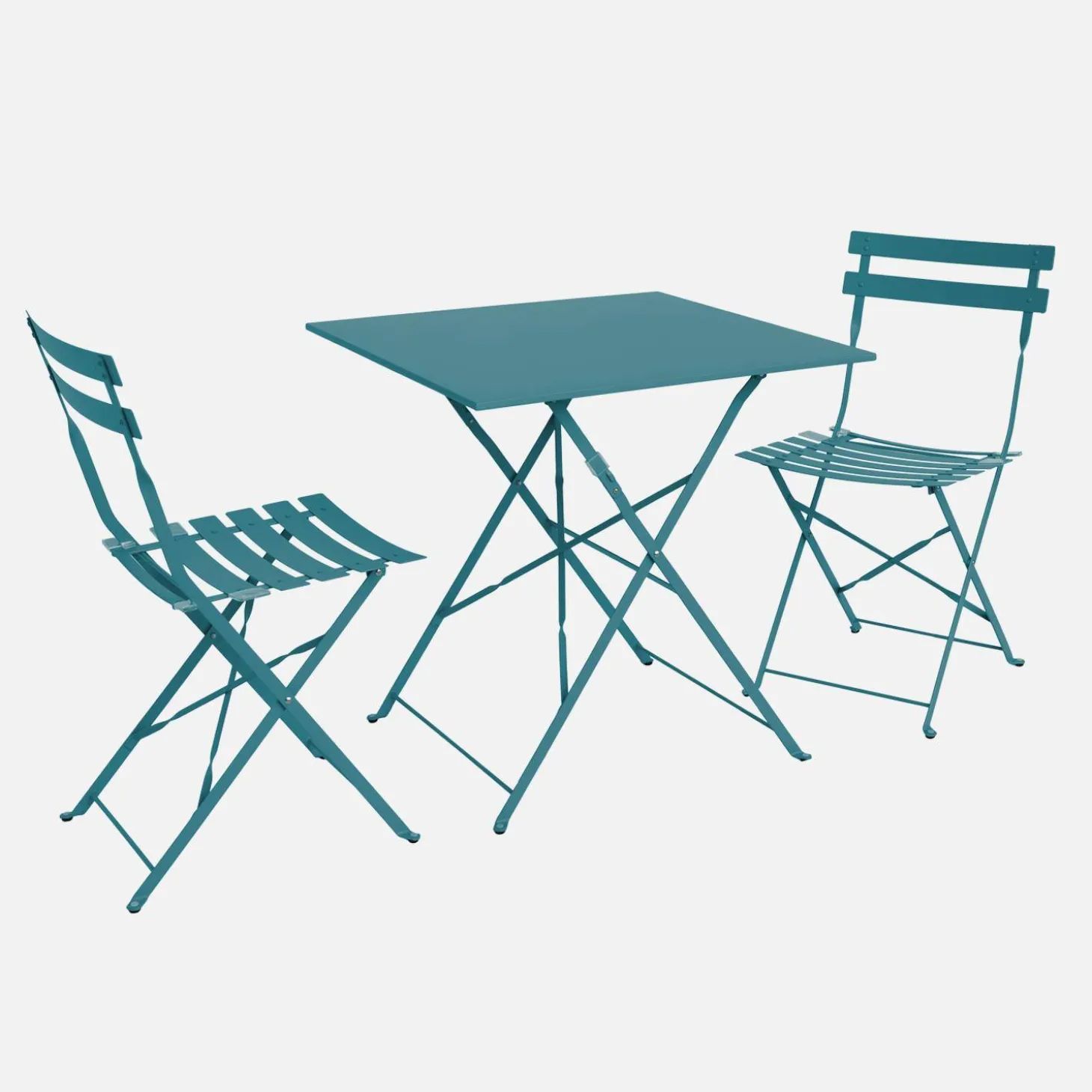Klappbarer Bistro-Gartentisch aus Stahl 70 x 70 cm, mit 2 Stühlen