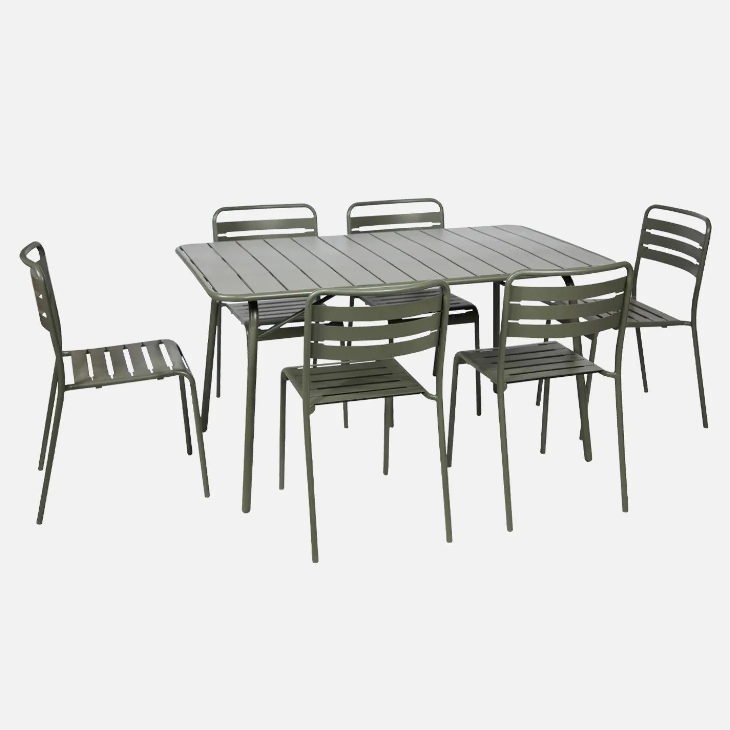 Klappbarer Gartentisch aus Stahl mit 6 Stühlen