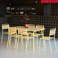 Klappbarer Gartentisch aus Stahl mit 6 Stühlen