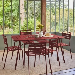 Klappbarer Gartentisch aus Stahl mit 6 Stühlen