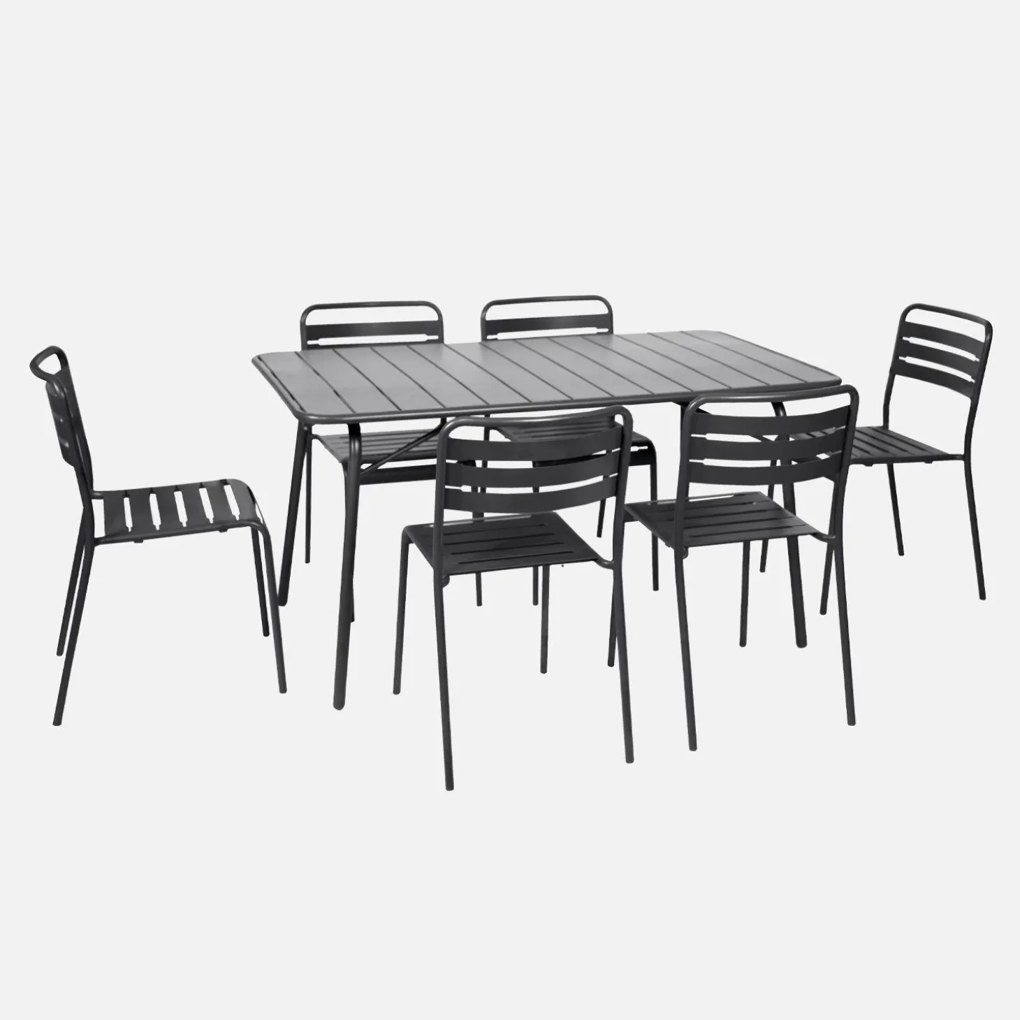 Klappbarer Gartentisch aus Stahl mit 6 Stühlen