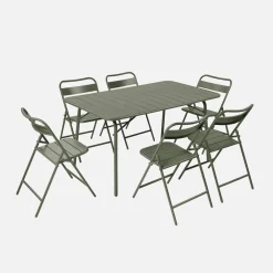 Klappbarer Gartentisch aus Stahl + 6 Stühle