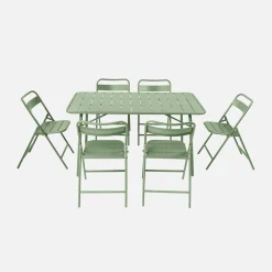 Klappbarer Gartentisch aus Stahl + 6 Stühle