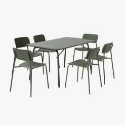 Klappbarer Gartentisch aus Stahl + 6 Stühle