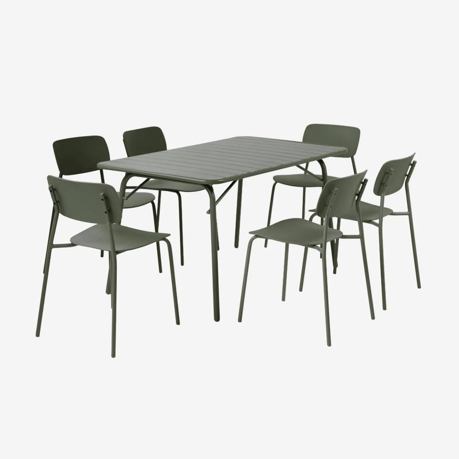 Klappbarer Gartentisch aus Stahl + 6 Stühle