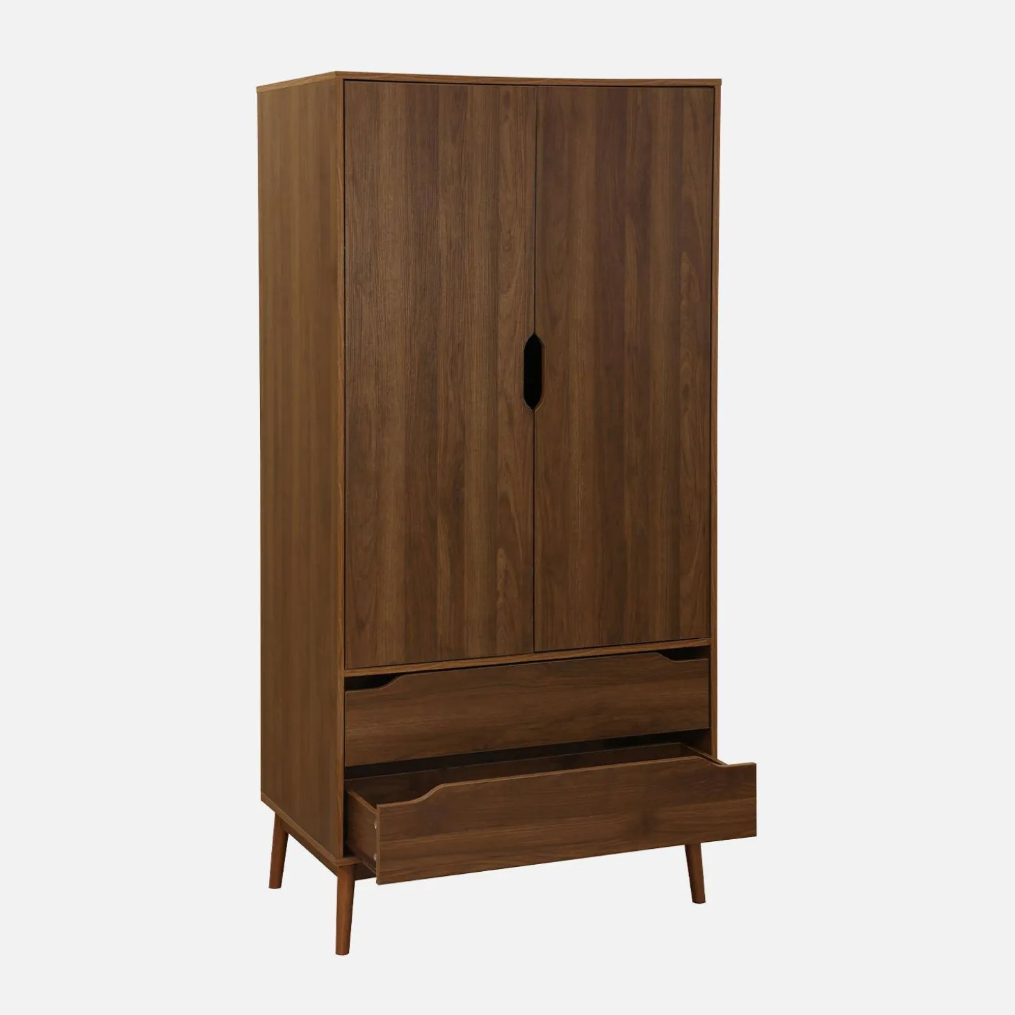 Kleiderschrank im Vintage-Stil mit Holzdekor, 2 Türen