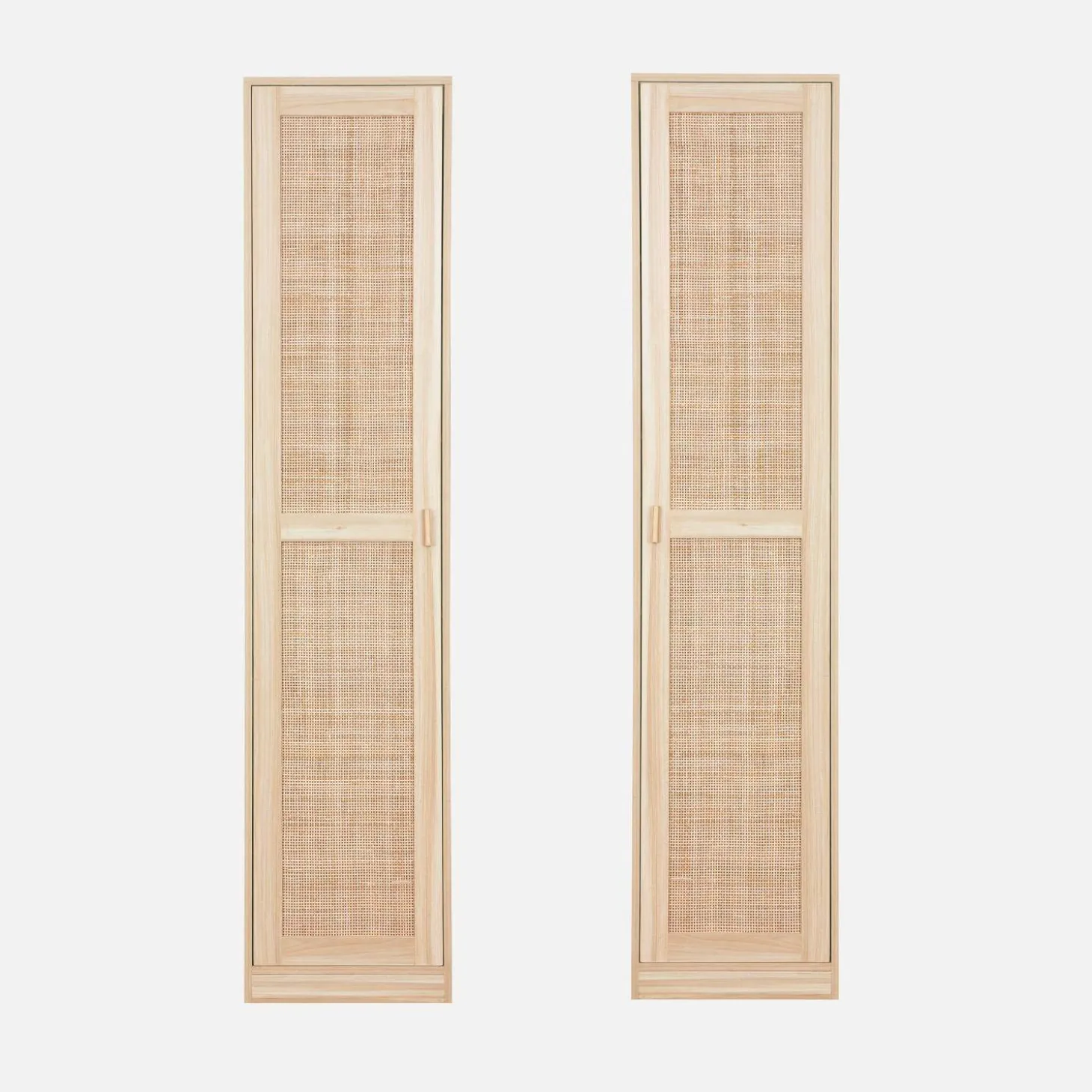Kleiderschrank mit Rattan-Geflecht und Holzdekor, 1 Tür, 5 Regale
