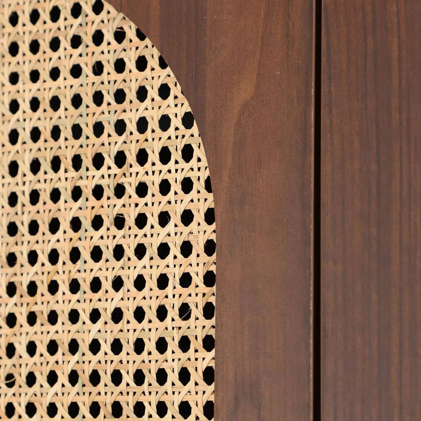 Kleiderschrank mit 2 Türen, 2 Schubladen und Rattan-Geflecht