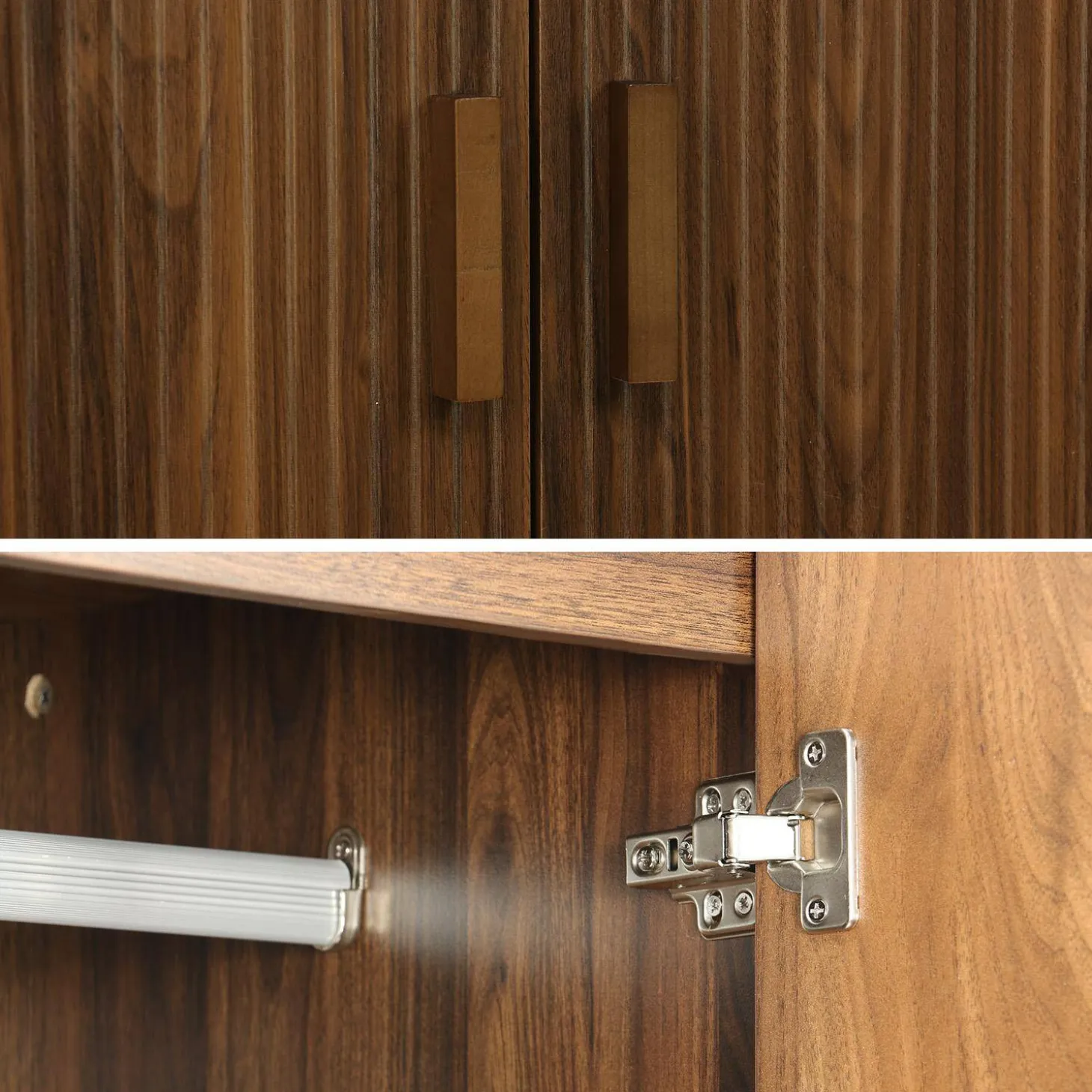 Kleiderschrank, zwei Türen, Kleiderstange und Stauräume