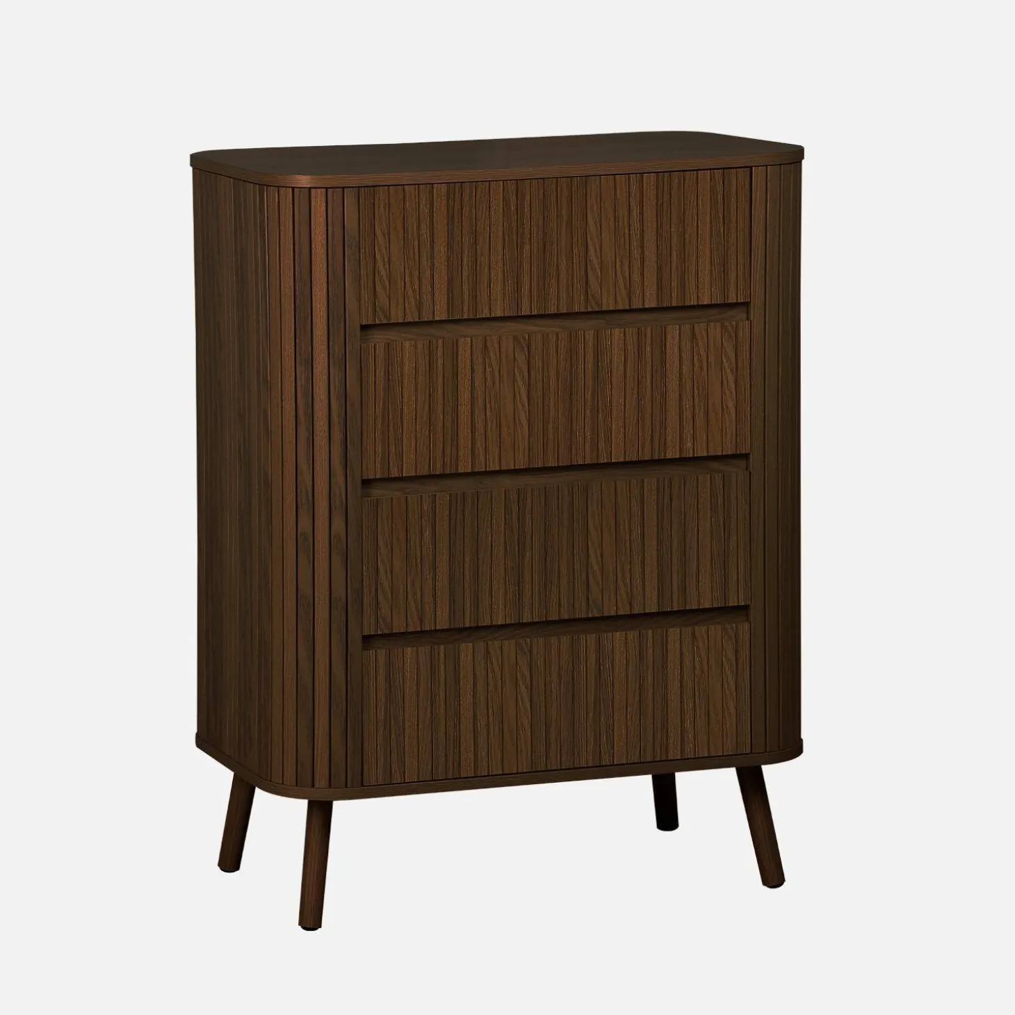 Kommode geriffeltes Holzdekor 4 Schubladen