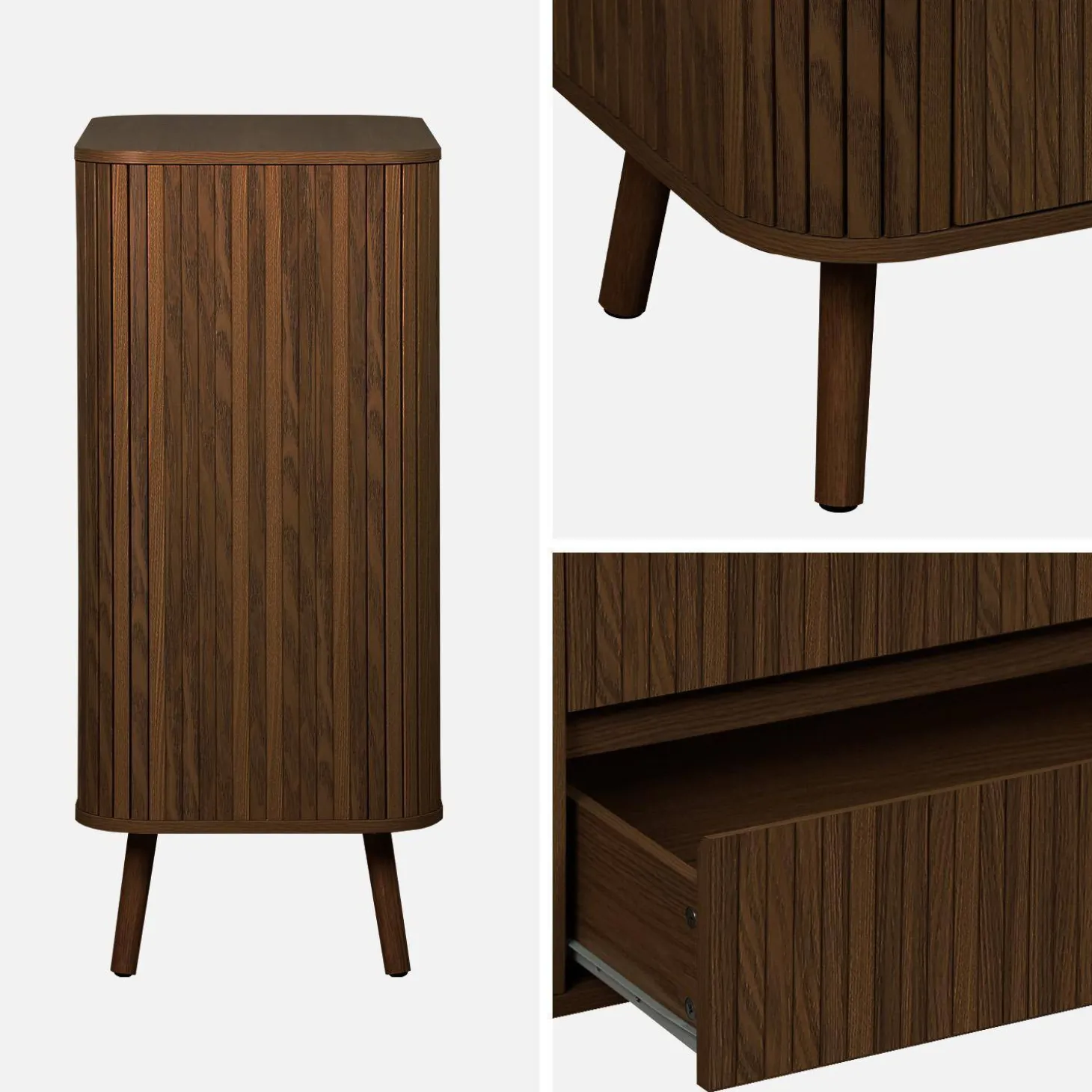 Kommode geriffeltes Holzdekor 4 Schubladen