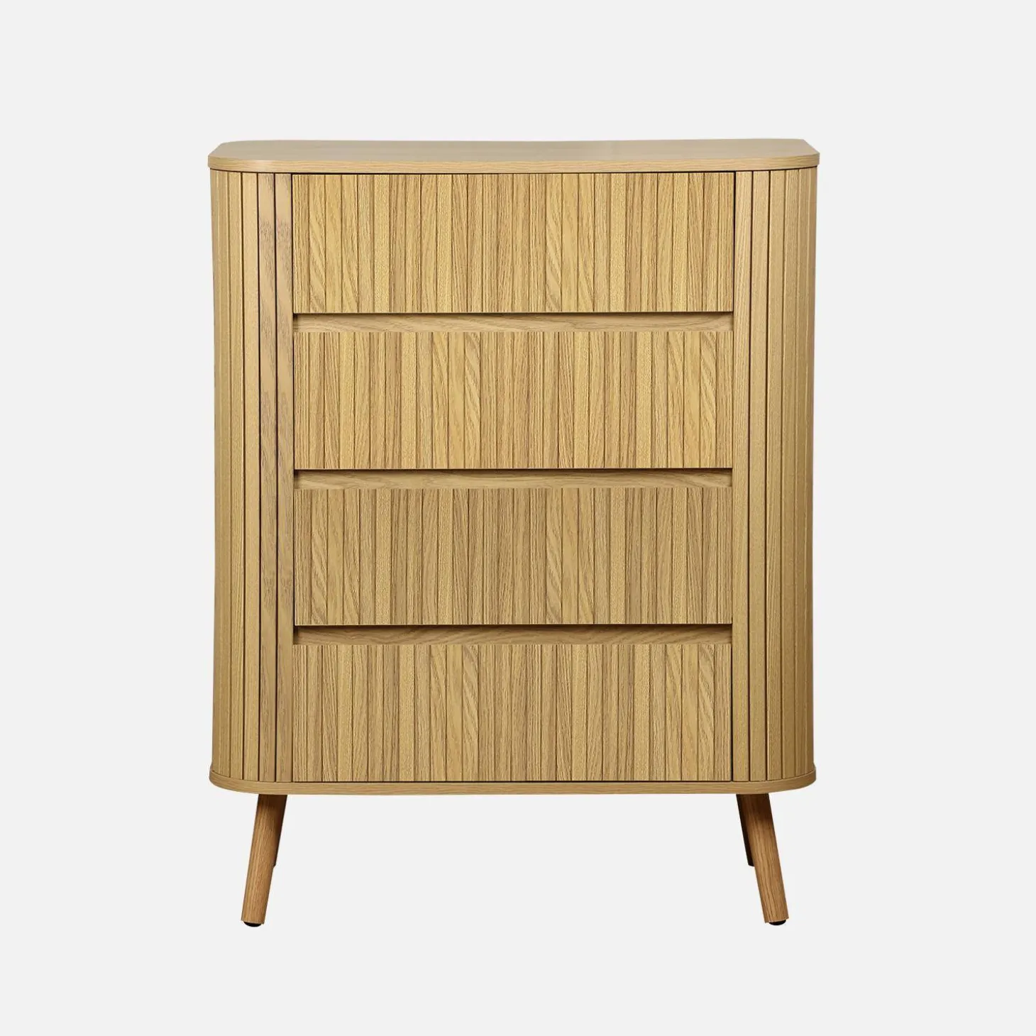 Kommode geriffeltes Holzdekor 4 Schubladen