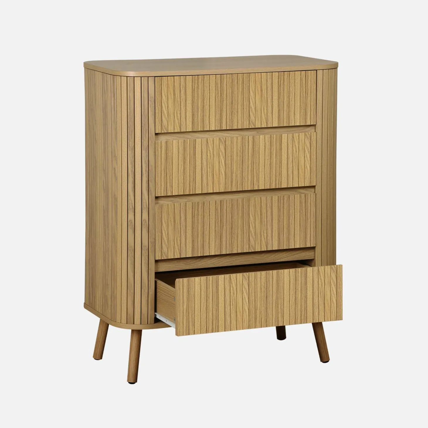 Kommode geriffeltes Holzdekor 4 Schubladen