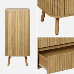 Kommode geriffeltes Holzdekor 4 Schubladen
