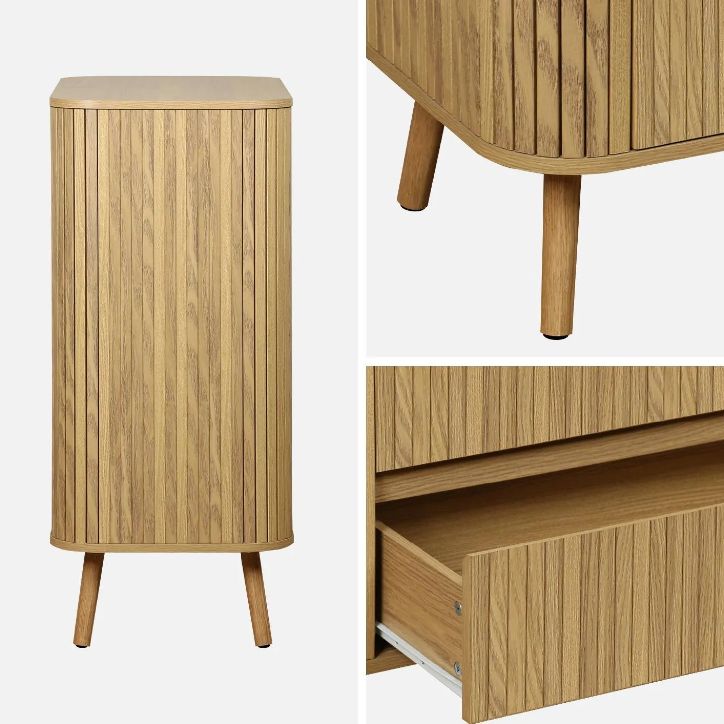 Kommode geriffeltes Holzdekor 4 Schubladen