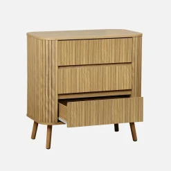 Kommode mit geriffeltem Holzkdekor 3 Schubladen